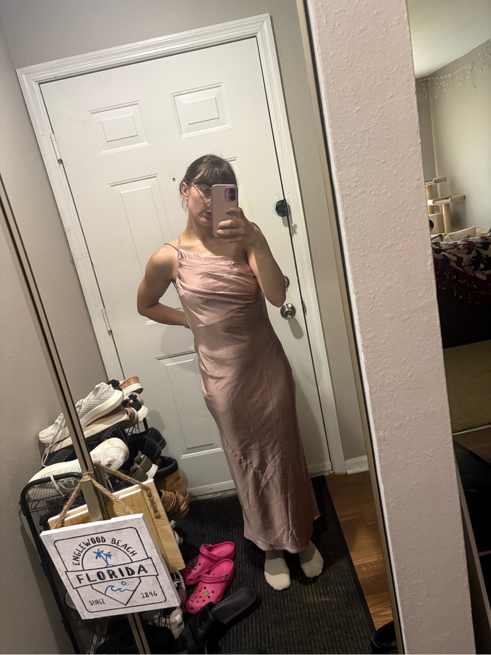 Billy J Satin Slip Maxi Dress in Dusty Rose